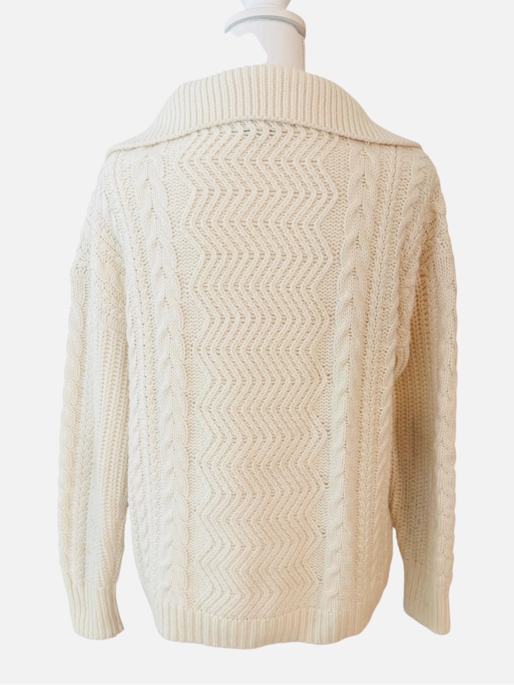 Reiss Alexis Cable Knit Zip Neck Jumper Sweater Cream M - Picture 4 of 8
